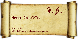 Hess Jolán névjegykártya