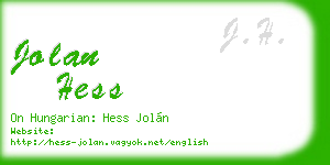 jolan hess business card