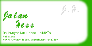 jolan hess business card